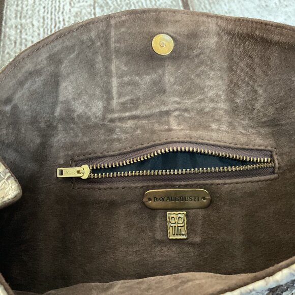 Vintage R&Y Augousti Genuine Snakeskin Clutch Stringray Closure Unique Classy - Picture 4 of 6